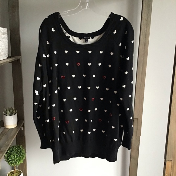 torrid Sweaters - Torrid Black & White Heart Light Weight Sweater